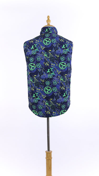 Vintage Printed Multicolored Puffer Vest