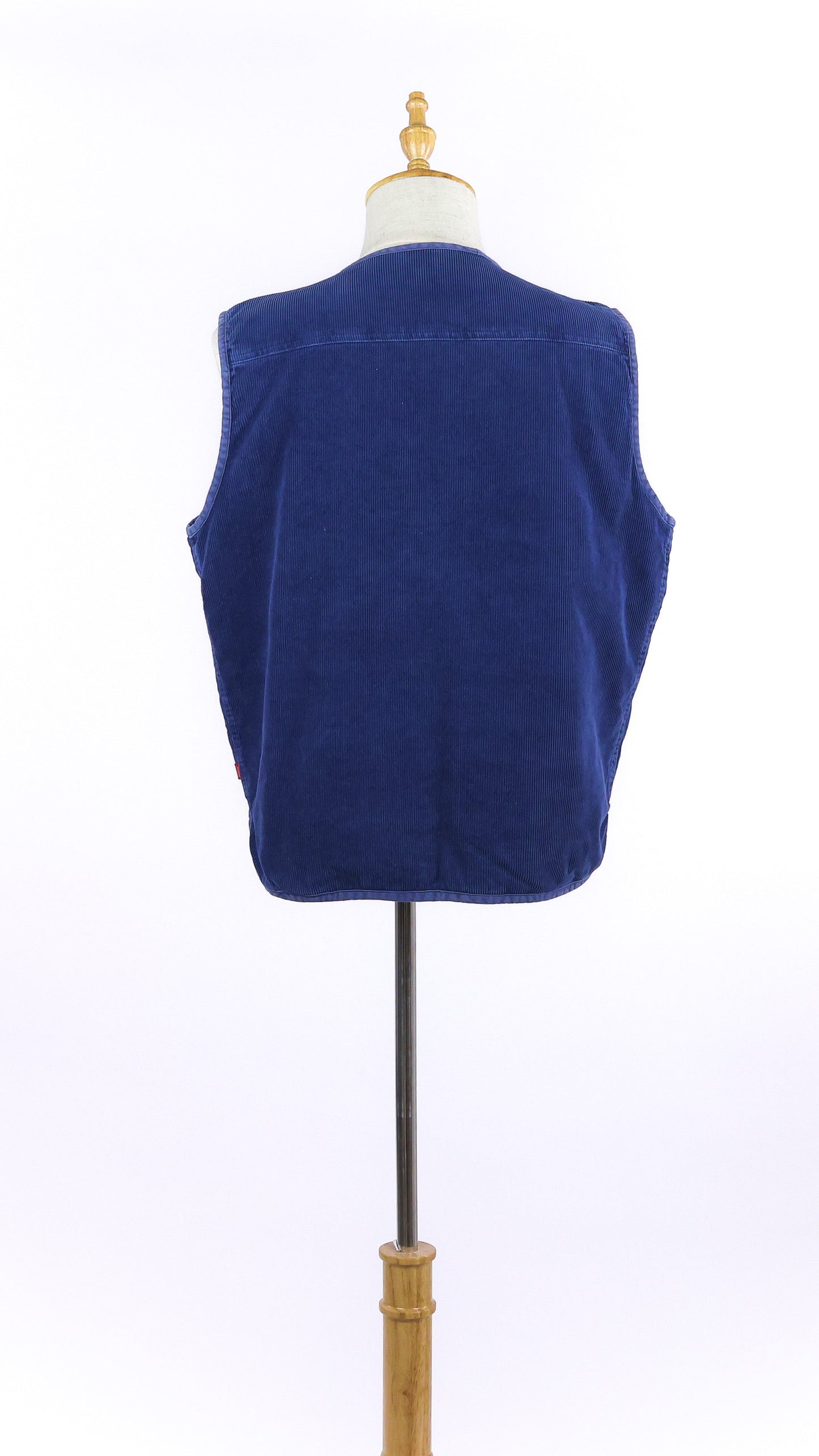Blue Vintage Corduroy Vest With Pockets