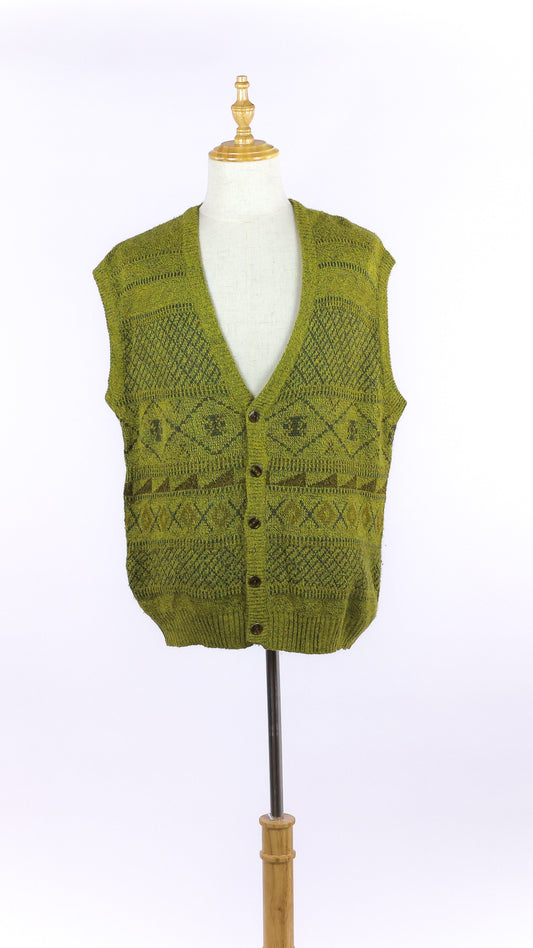 Vintage Lime Green Knitted Sweater Vest